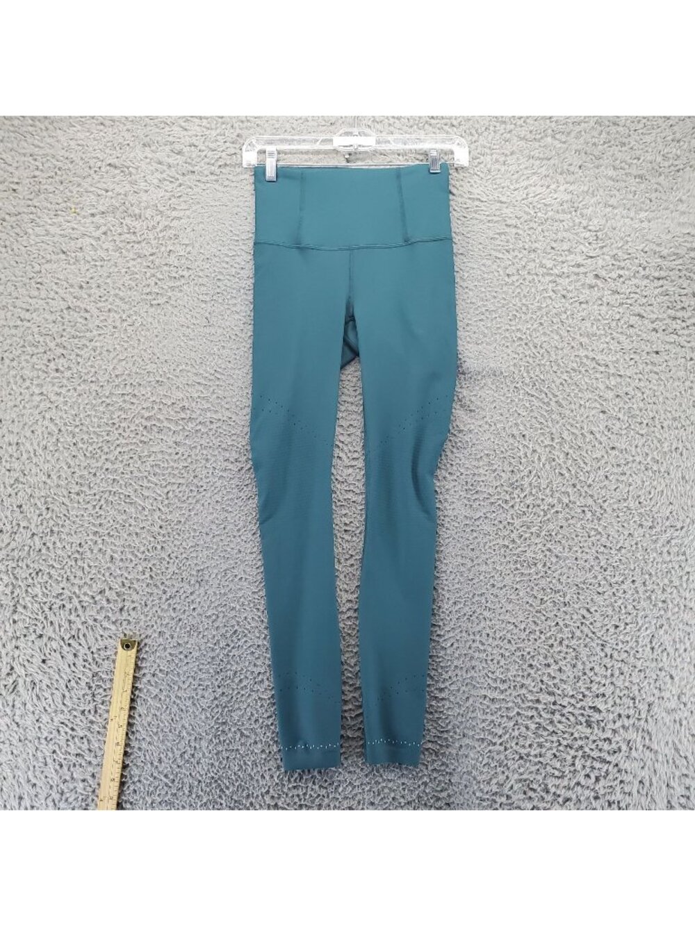 Lululemon Leggings Womens Size 4 Teal Laser Cut Full Length High Waist